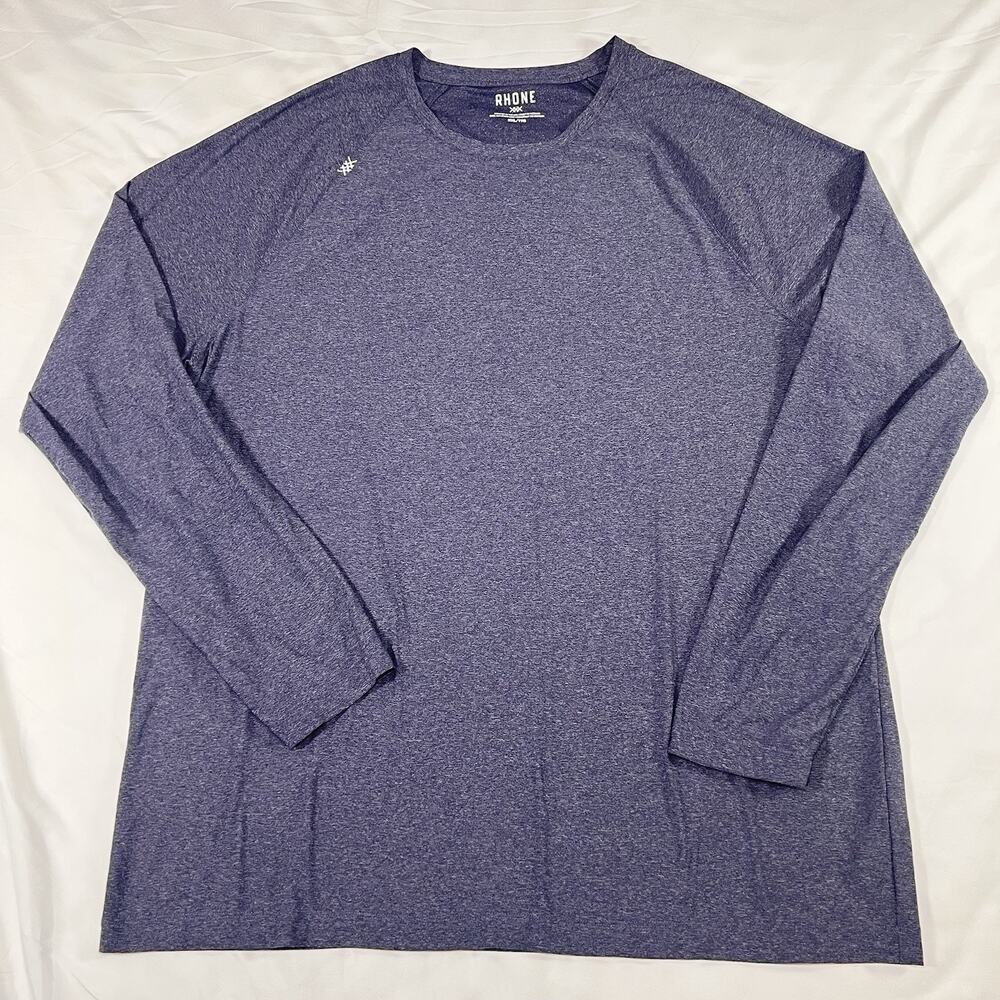 Rhone Performance Shirt Mens Size XXL Heather Blue Long Sleeve Training Gym Tee
